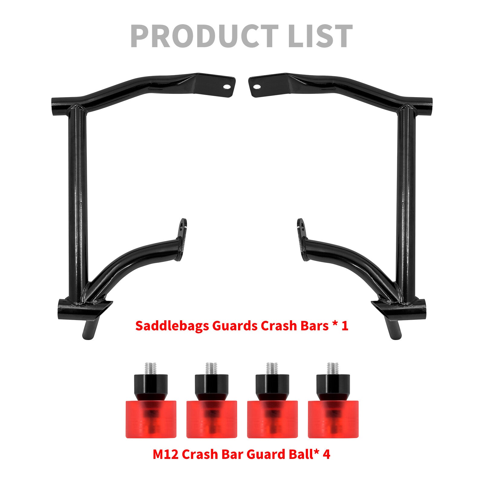Saddlebag Guards Crash Bars w/ Red Guard Balls for Harley Road Electra Glide 09+