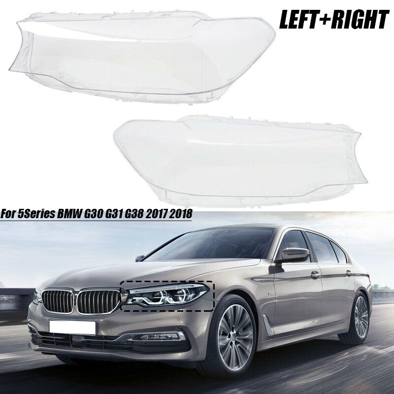 A pair of headlight lens covers suitable for BMW 5 Series G30, G31, G38 (2017/2018-).