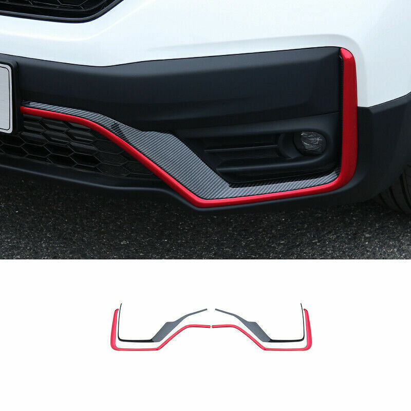 for Honda CR-V 2020-2022 Red Carbon Fiber Front Bumper Grill Strip Decorate Trim