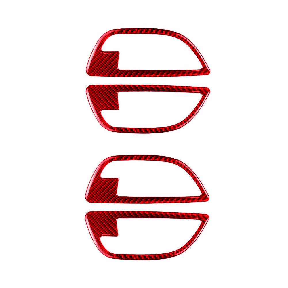 4x red carbon fiber door handle frame trim for BMW 5 Series F10 2011-2017