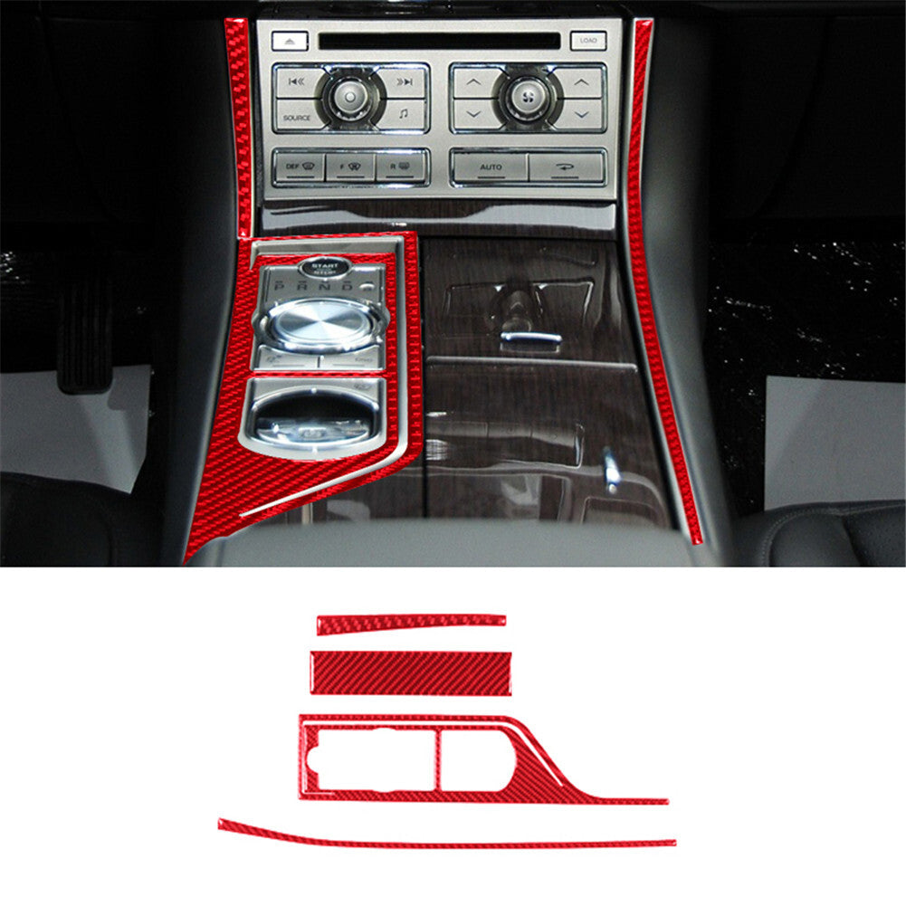 Red Center Console Frame Trim Cover Decor Carbon Fiber for Jaguar XF 2009-2011