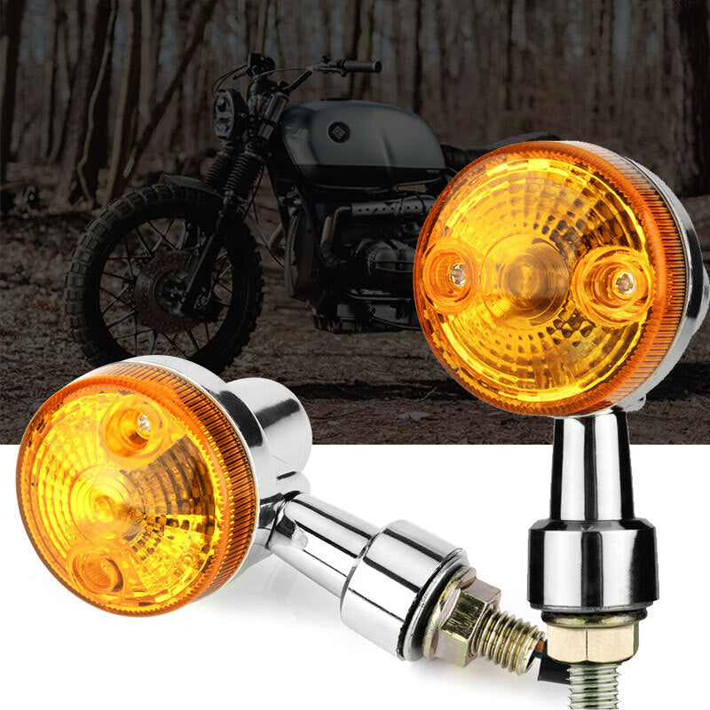 4PCS Motorcycle Turn Signal Light Blinker Indicator Light Chrome Amber Universal