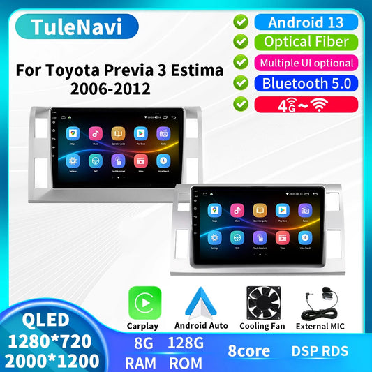 for Toyota Previa 3 XR50 Estima 2006-2012 CarPlay Car Radio Screen GPS Player