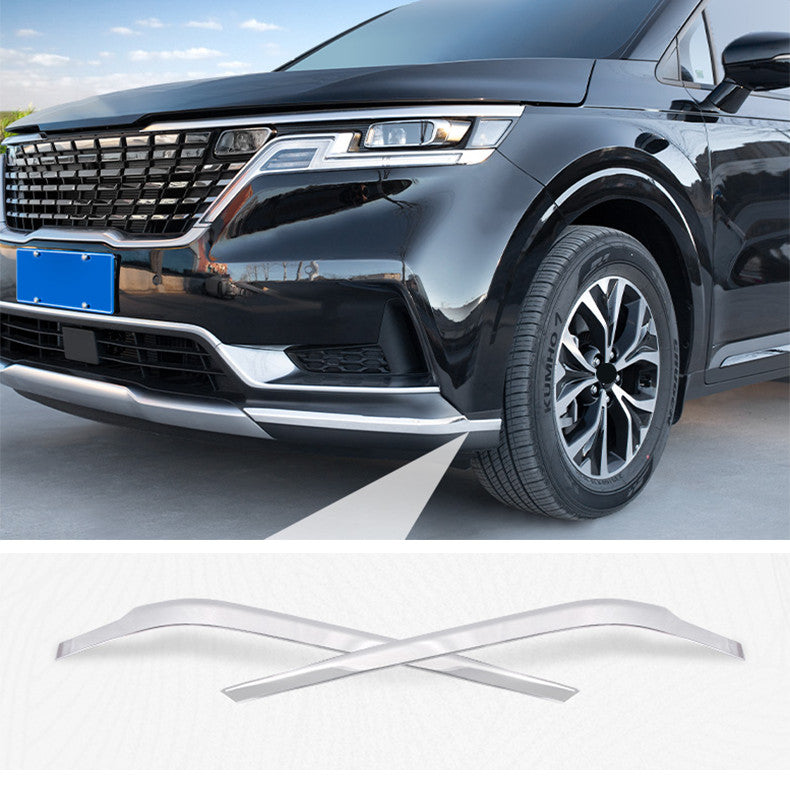 for Kia Carnival 22-24 Silver Steel Front Bumper Corner Cover Anti-rub Lip 2PCS