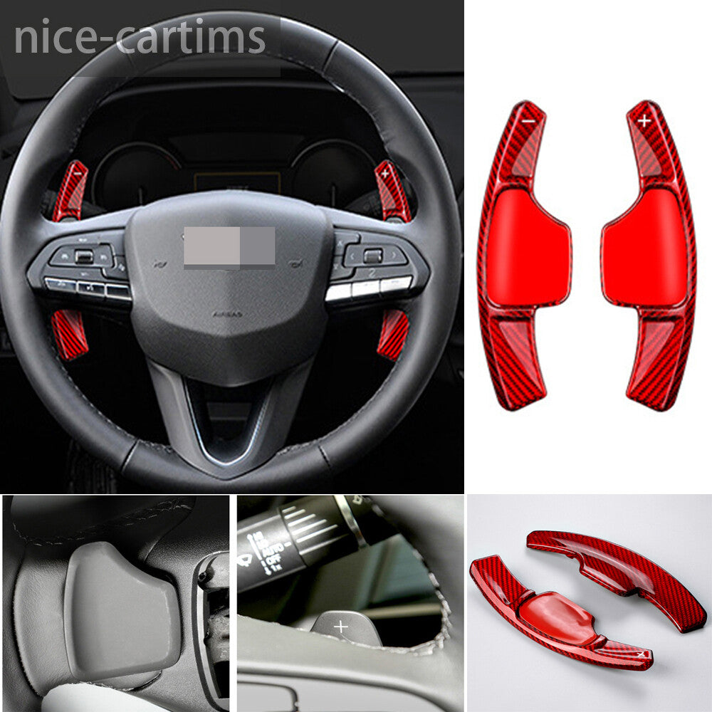 Red Carbon Fiber Steering Wheel Paddles Shifter for Cadillac XT4 XT6 CT4 CT5 20+