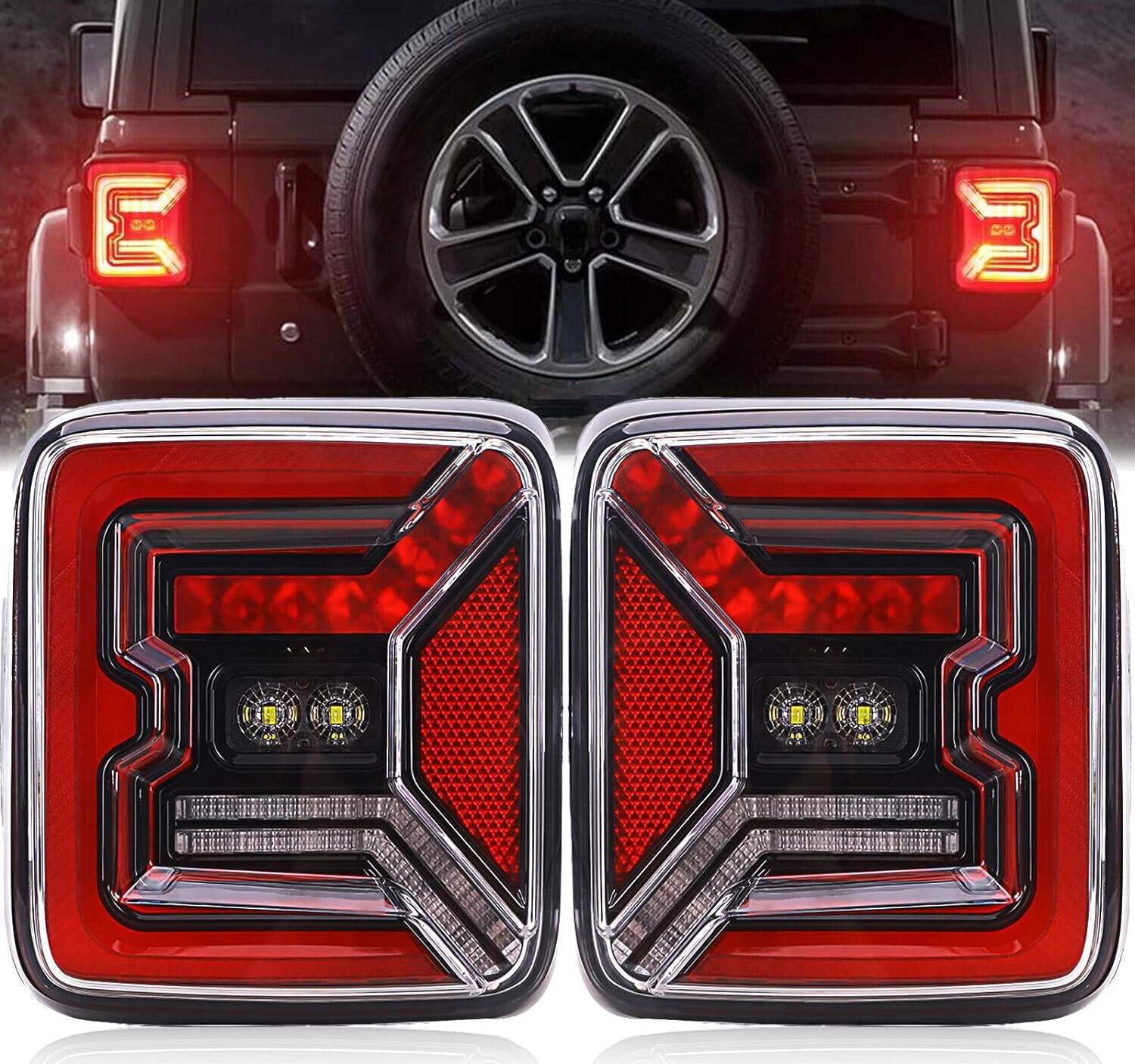 Latest pair of LED taillights and stop lights for Jeep for Wrangler JLU 2018-24