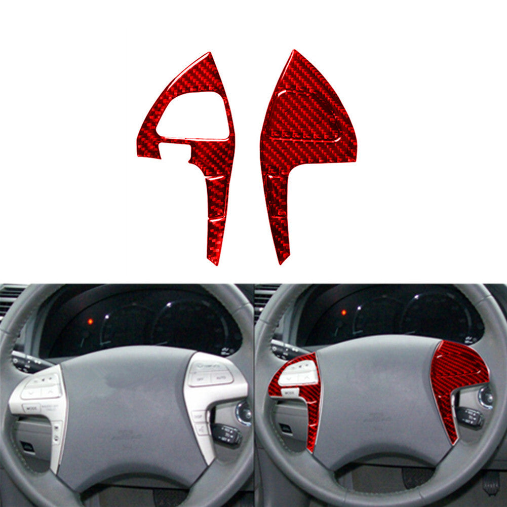 Red Carbon Fiber Steering Wheel Button Cover Type B for Toyota for Camry 2007-2011