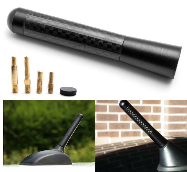 for Honda for Civic Accord Black Carbon style Fiber Aluminum Short Screw-On Antenna