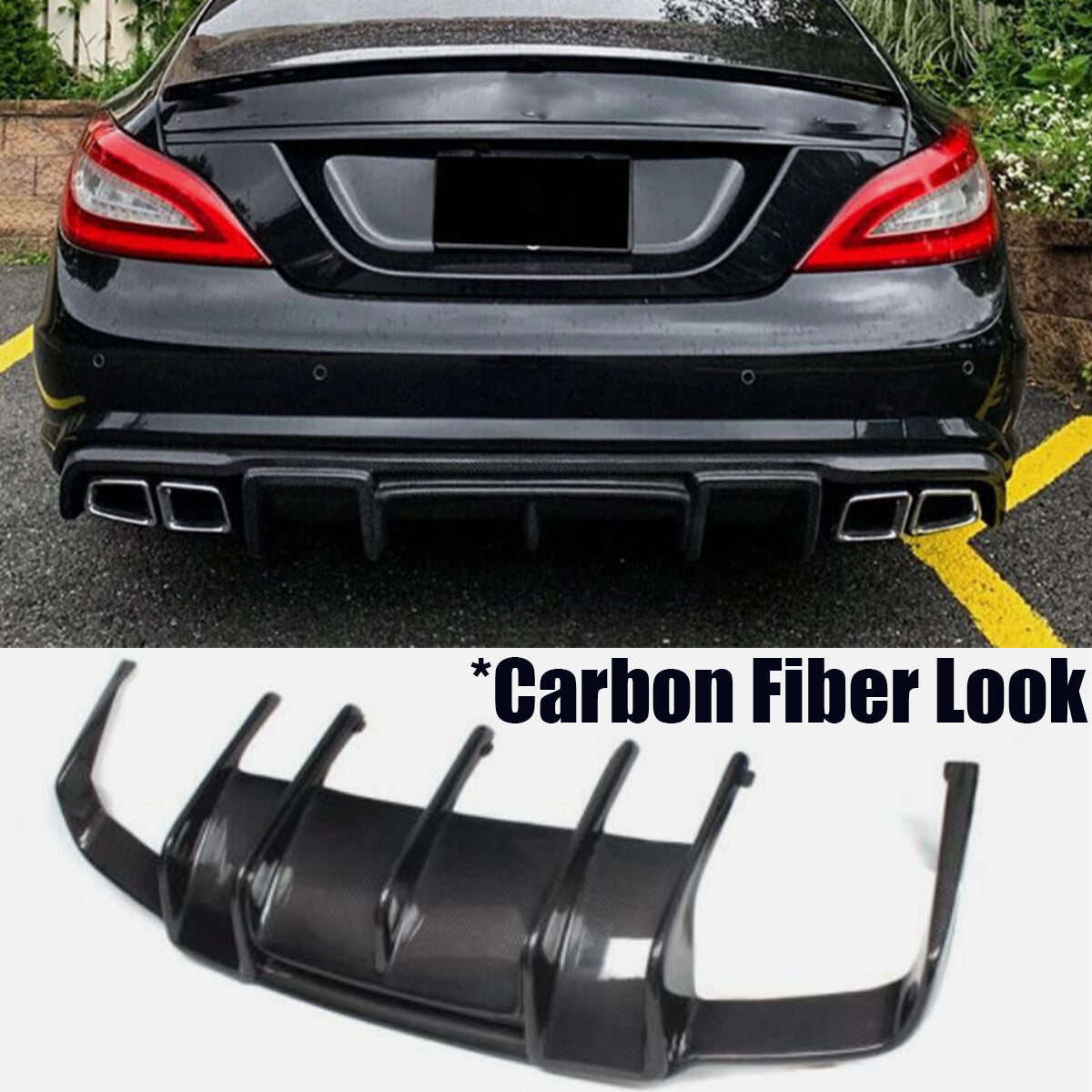 Rear Bumper Diffuser Spoiler Carbon Fiber for Benz W218 CLS550 CLS63 AMG 2012-18