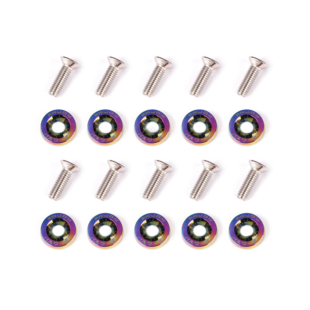 10pcs M6 Car Engine Bumper Fender Washer License Plate Bolt Screws Kit Chrome