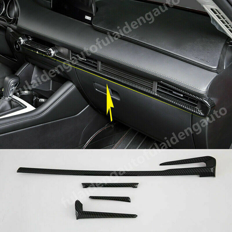for Mazda 3 Axela 2019-2022 Carbon Fiber Central Dashboard Strips Trim Garnishs