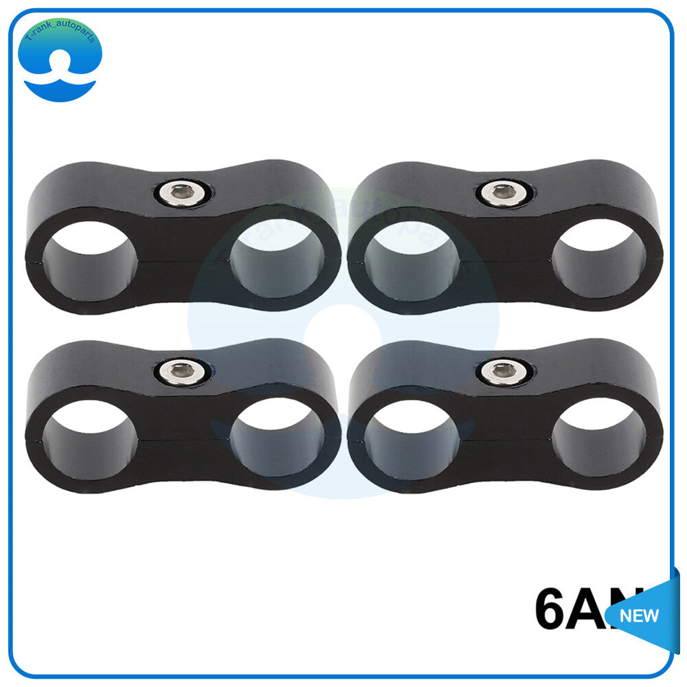 4PCS 6AN Hose Separator Clamp For Oil Fuel Hose Line Black Aluminum Adapter