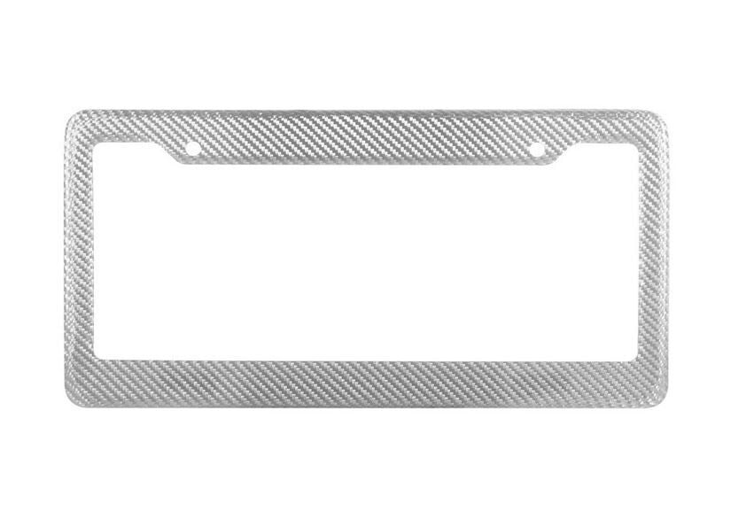 True silver carbon fiber rear cover for car license plate frame cover, suitable for Toyota