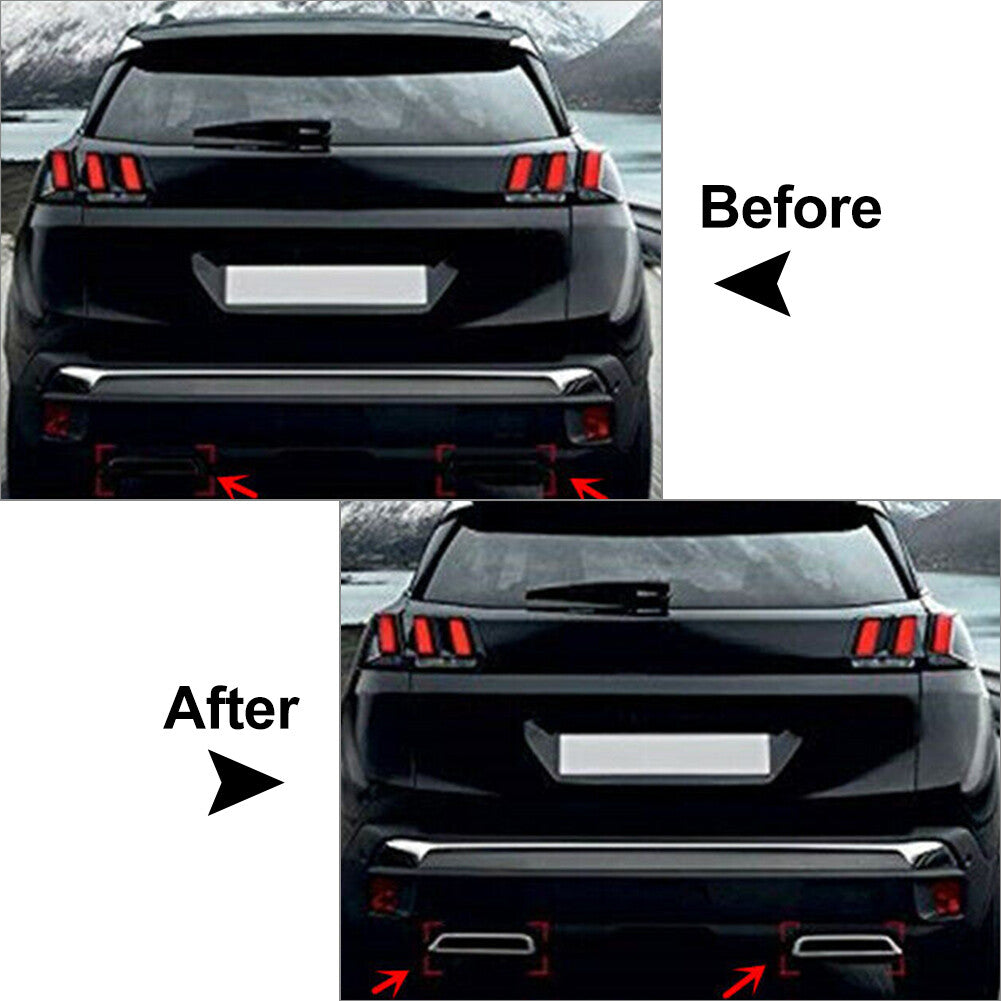 Exhaust Muffler Tail Pipe Cover Trim Stainless Steel for Peugeot 3008 5008 16-19