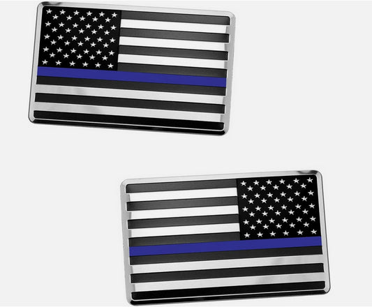 Car side fender rear trunk badge chrome black and blue American flag applicable to Jimsy