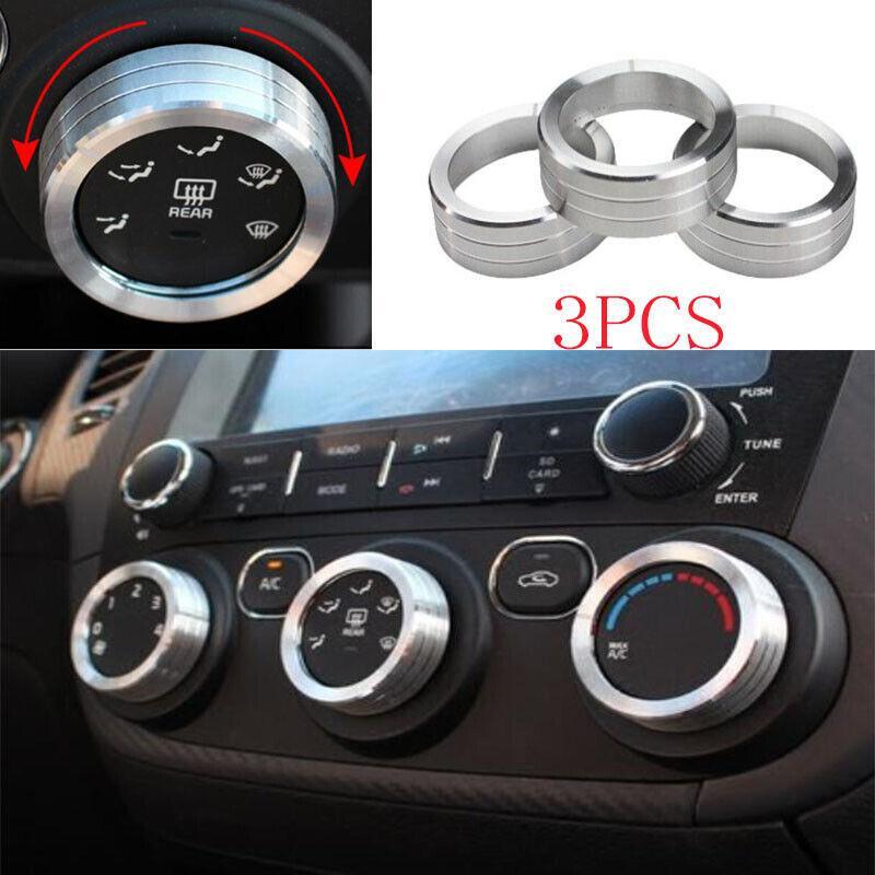 Aluminum Silver Console Air Conditioning Knob Trim for Kia Forte Car 14-2018
