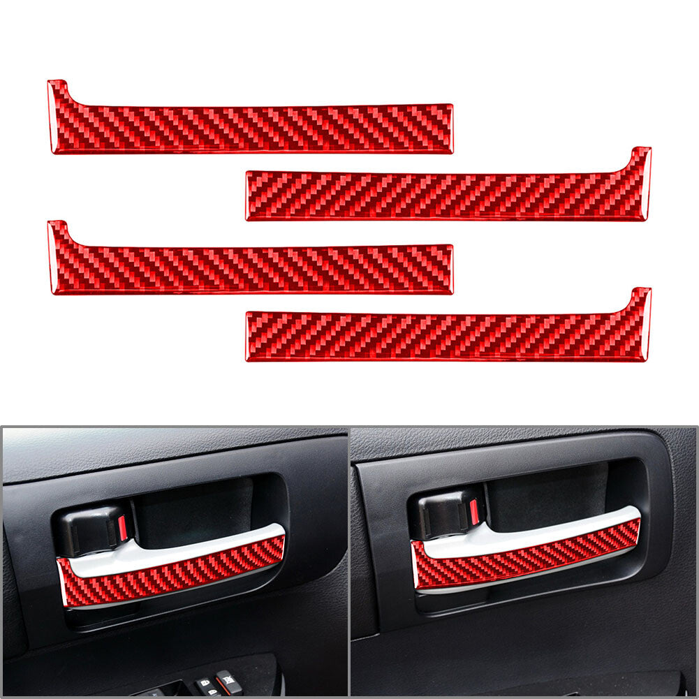 4 Pcs Carbon Fiber Interior Door Handle Panel Cover Trim for Toyota Tundra 14-21