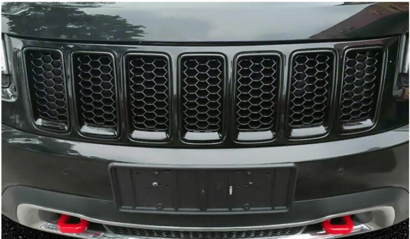 Fit for Jeep Grand Cherokee 2014-2016 Front Center Mesh Grille Cover Trim Black