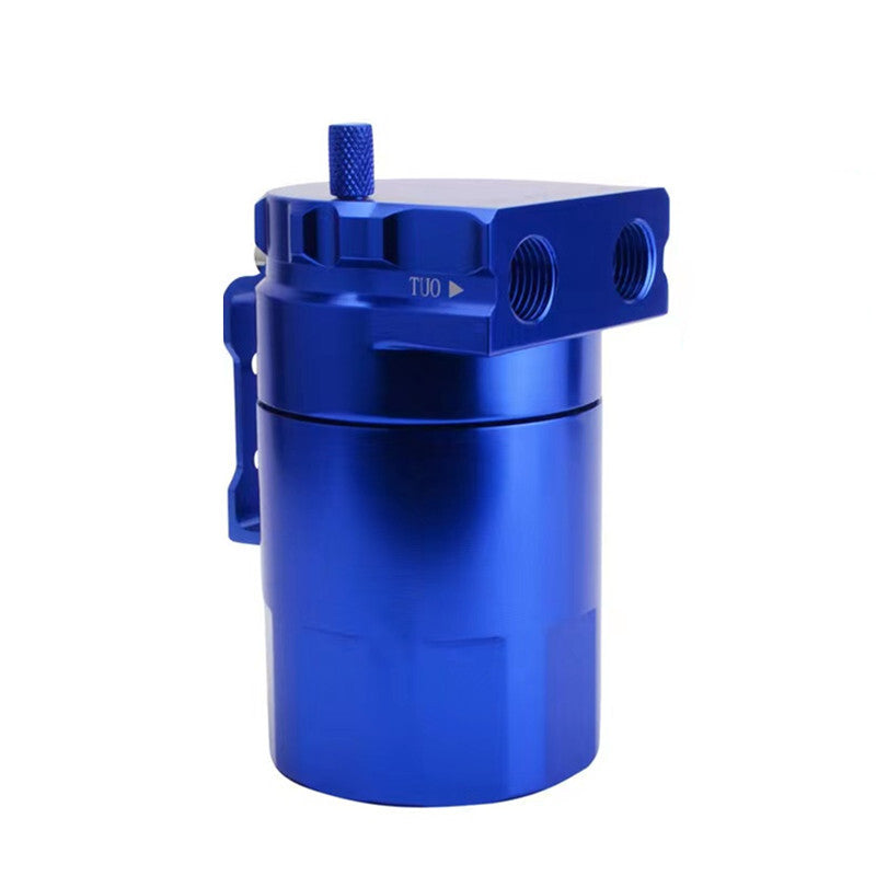 Car Baffled Blue Aluminum Alloy Reservior Air Oil Separator Catch Can Tank Kit