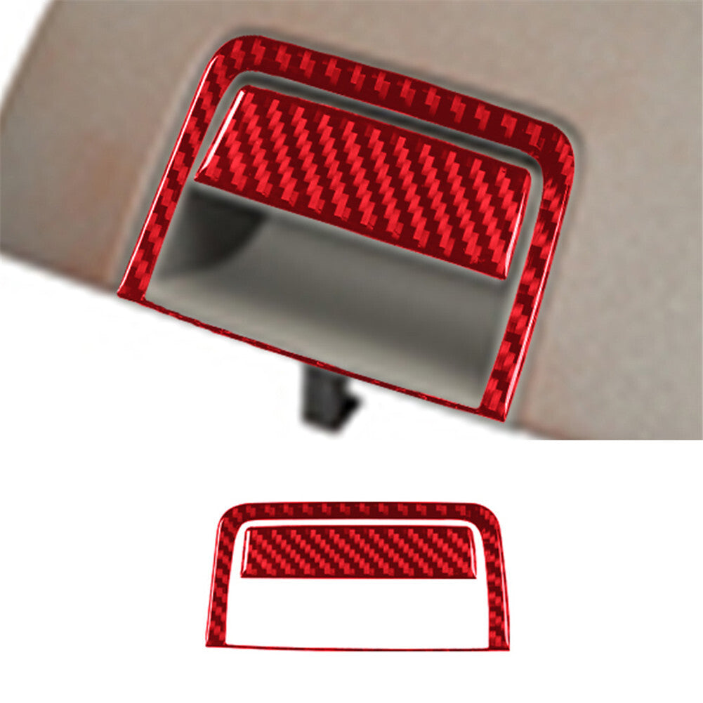 Carbon Fiber Interior Center Console Handle Cover Trim for Ford F150 FX4 Red