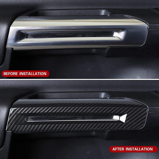 Carbon fiber interior door armrest handle cover trim kit for Ford for Mustang 15-20