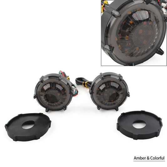 Pair DRL LED Flashers Turn Signal Warning Lights Rotating Flowing Universal