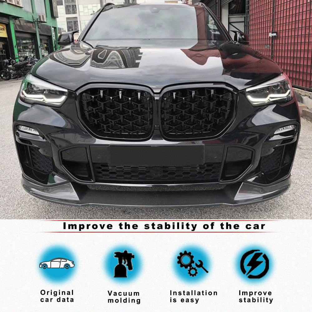 Fit for BMW X5 G05 M-SPORT 19-22 Real Carbon Fiber Front Bumper Lip Chin Spoiler