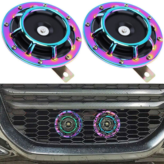 2PC Car 12V 110DB Super Loud Grille Colorful Speaker Electricity Horn Waterproof