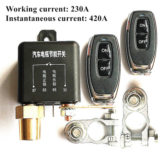 12V Car Battery Disconnect Cut Off Switch Master Kill Kit + Dual Wireless Remote