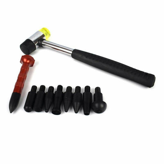 Car Bady Dent Repair Hail Removal Tap Down Pen 9 Head Rubber Hammer Tool Set Kit