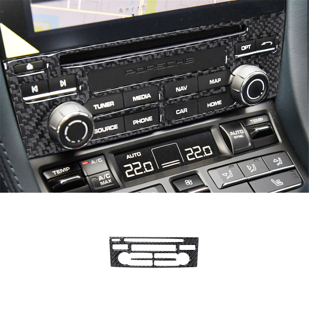 Carbon Fiber Center Console A/C Control Cover Trim for Porsche 718 2016-2022
