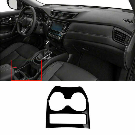 For 2014-2020 for Nissan Rogue ABS Bright Black Console Water Cup Holder Frame Trim