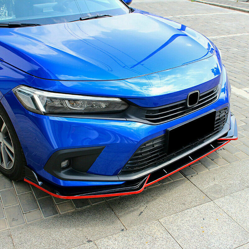for Honda for Civic 11th 2022-2023 BlackRed Front Bumper Lip Spoiler Body kit Refit