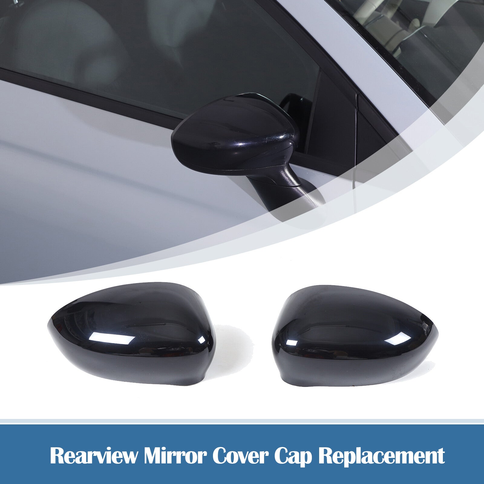 Glossy black side door mirror cover replacement parts for Fiat 500 2007-23