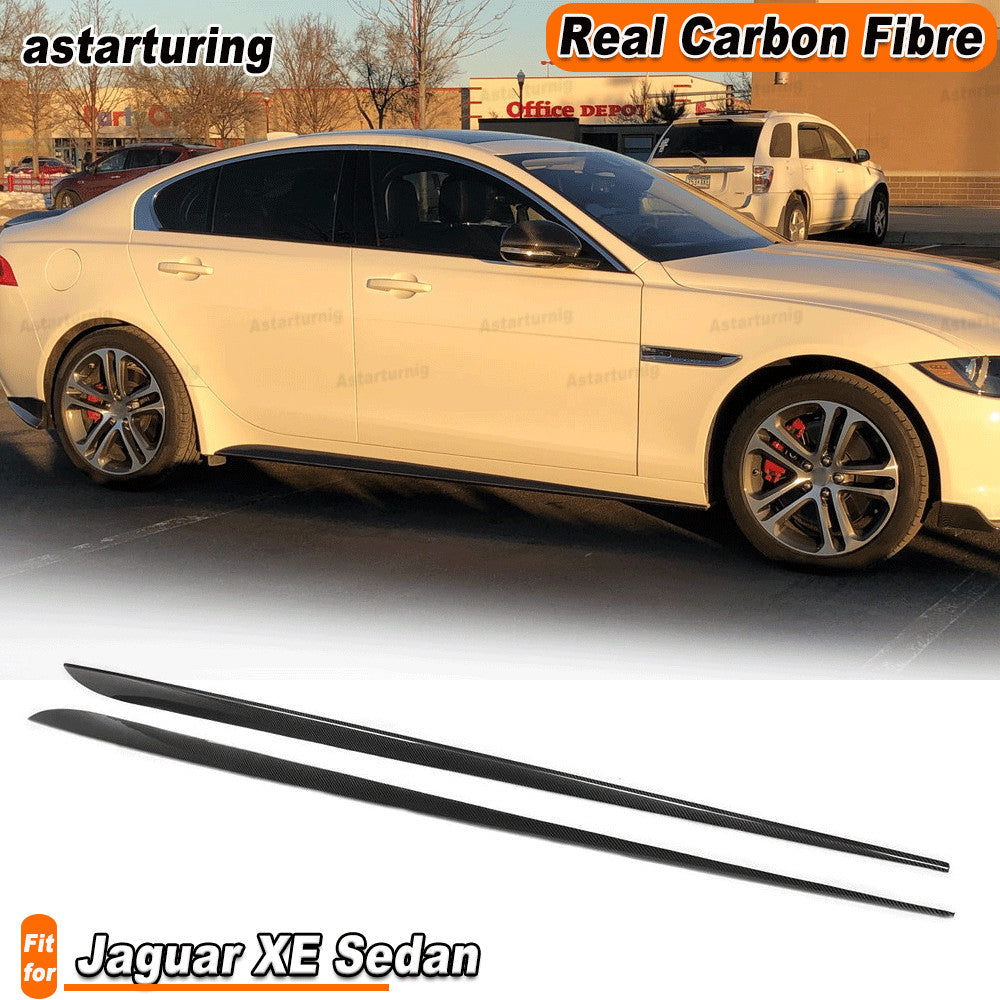 Fit for Jaguar XE Sedan 2015-2017 REAL CARBON Side Skirts Extension Lip Spoiler