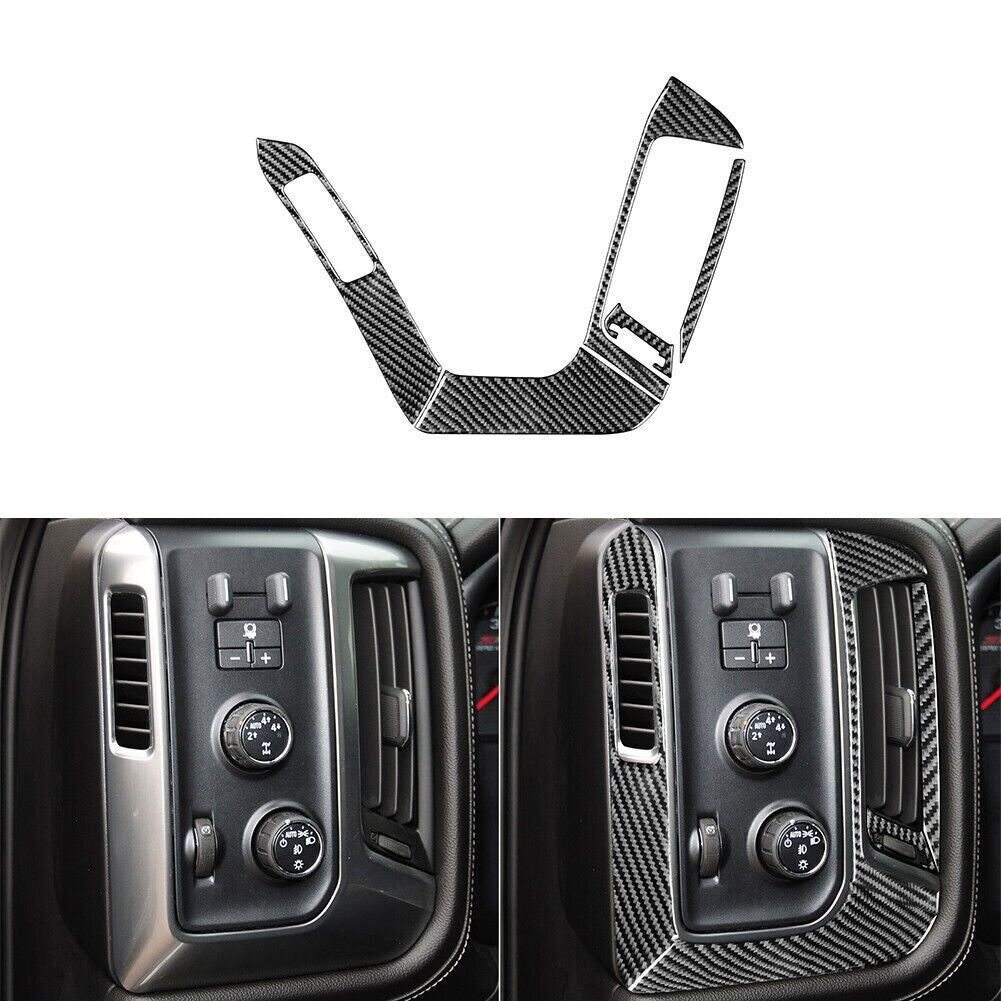 5Pcs Carbon Fiber Driver Side Air Vent Trim For Silverado for GMC for SIERRA 1204-2018