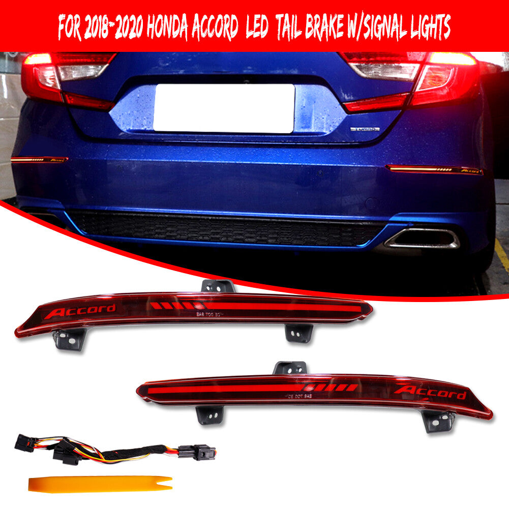 Red LED taillights with sequential turn signals are applicable to 2018-2021 for Honda Accord models.