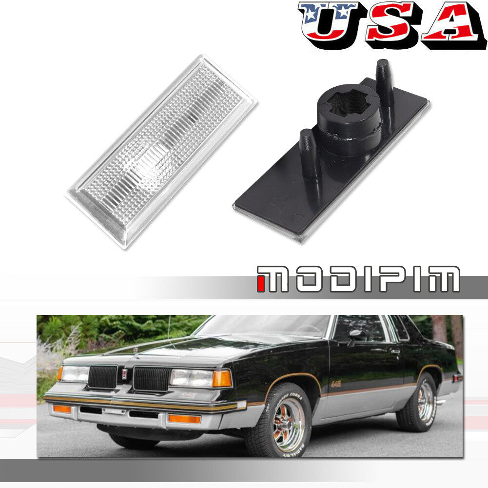 Transparent left/right front marker light housing for 81-88 for Oldsmobile Cutlass 442