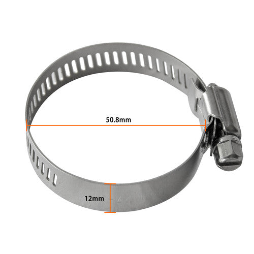 10-pack of worm gear drive hose clamps, 2-inch clamps, 27-51 mm range, for automated piping.
