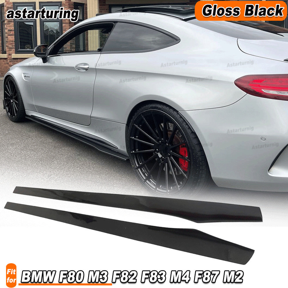for BMW F80 M3 F82 M4 M2 for Benz W205 205CM Gloss Black Side Skirts Extension Lip