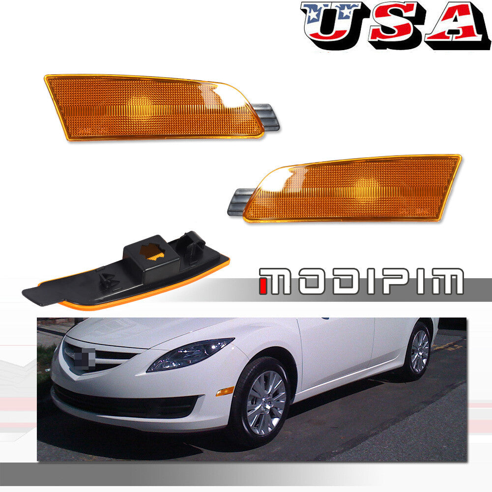 LH and right-hand amber-yellow lens front marking reflector kit for 2009-2013 for Mazda 6