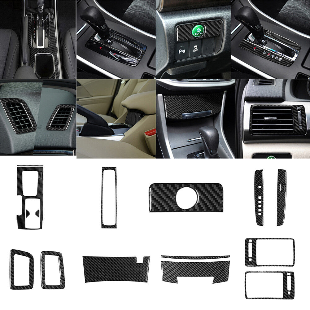 17Pcs Carbon Fiber Full Interior Kit Cover Trim for Honda Accord 2013-2017