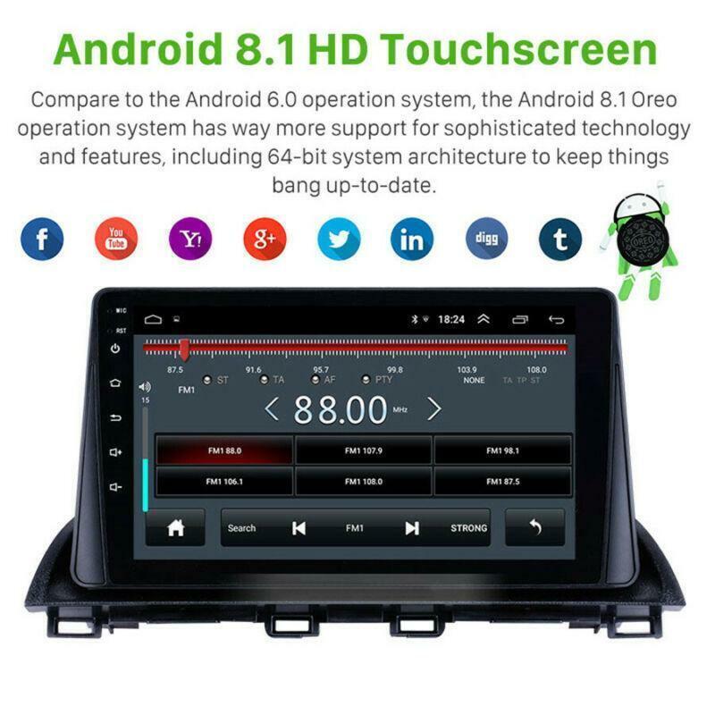 9 2Din Android 8.1 Radio Stereo GPS MP5 Player 2GB+32GB for Mazda 3 Axela 13-18