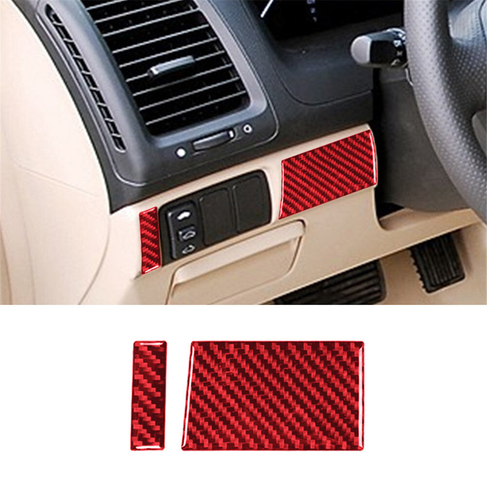 Red Carbon Fiber Steering Wheel Left Side Cover for Honda Accord Sedan 2003-2007