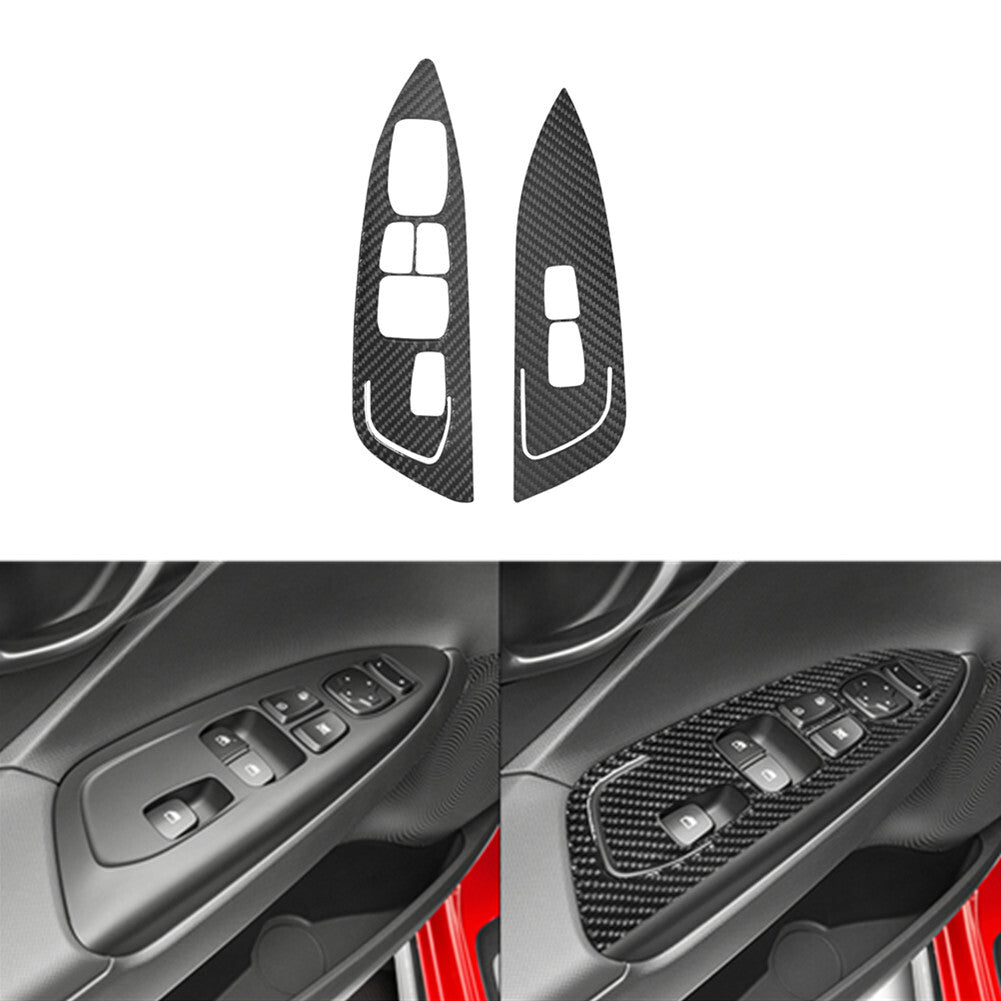 2X Carbon Fiber Front Door Control Trim Cover for Hyundai for Veloster JS 2019-2022