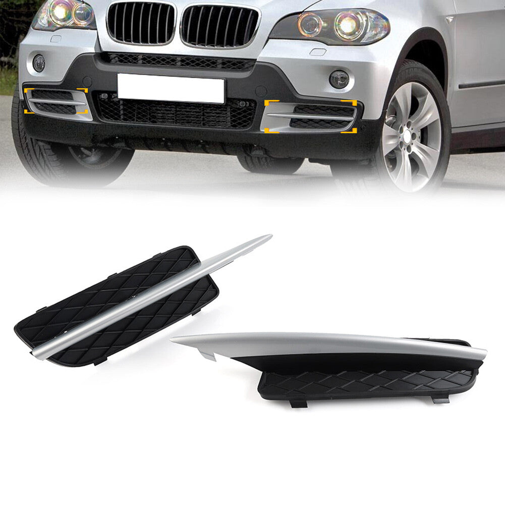 Closed Front Bumper Fog Light Grill Lower Grille With Silver Trim for BMW X5 E70