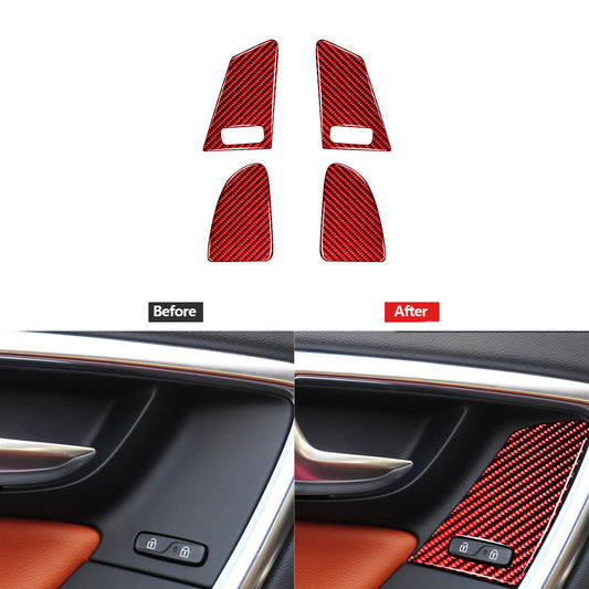 Red Carbon Fiber Window Switch Button Cover Trim for Volvo V60 2010-2017 Type Ｂ