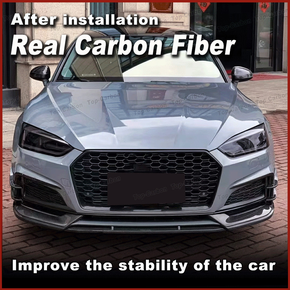 for Audi A5 B9 Sline S5 2017-2019 REAL Carbon Front Bumper Fins Air Vent Cover