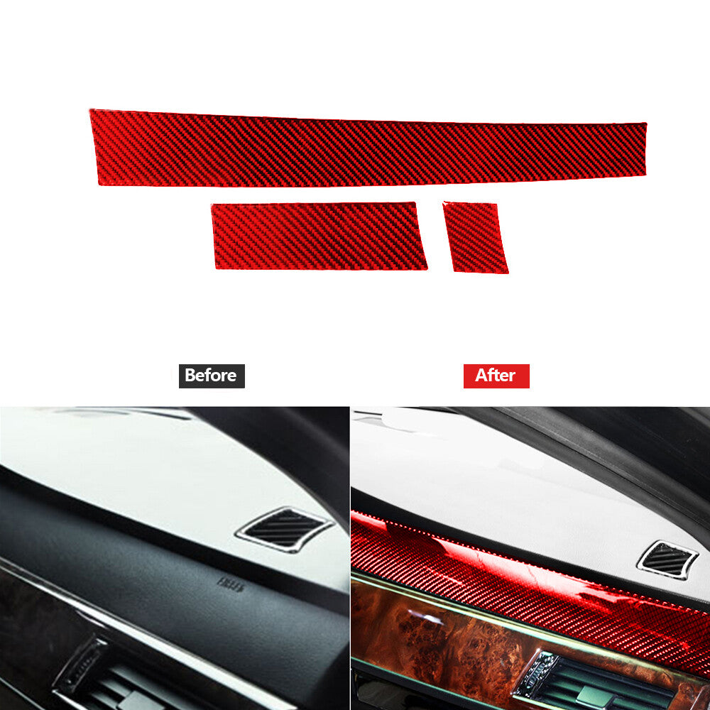 Red Carbon Fiber Console Dashboard Panel Cover Trim for BMW 5 Series E60 2005-10