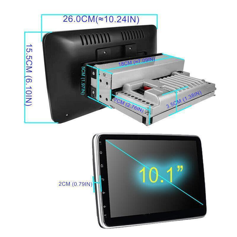 10.1 1 Din Car Stereo Multimedia Player Radio AUX FM BT Touch Screen Mirrorlink